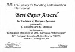ESM03 Best Paper Award