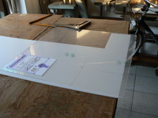 The whole plexiglass sheet, top view