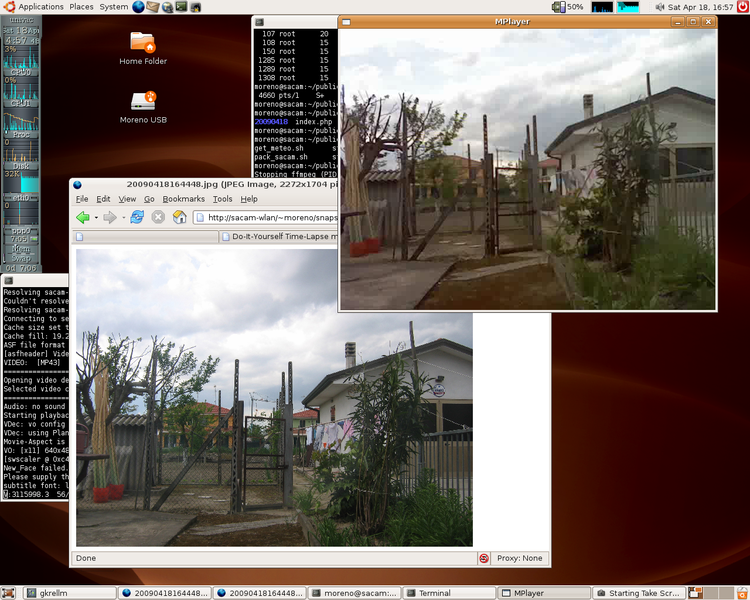 Screenshot of the MPlayer window showing the video stream captured by the camera