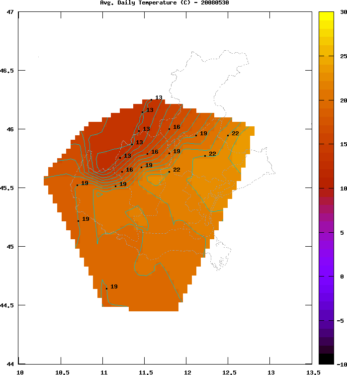 Temperature map as of may 30, 2008